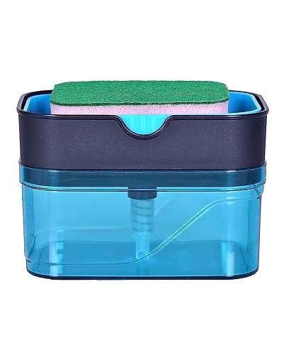 Denzcart Soap Dispenser for Dishwasher-Liquid Dispenser Through Pump 400 ML with Sponge (Blue)-B0BDRR3TC7