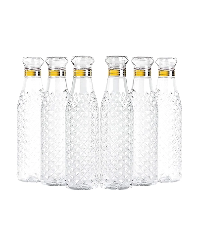 Water Bottle 1L, Plastic Fridge Water Bottle,  (Pack of 6)-B09XMR1WRK