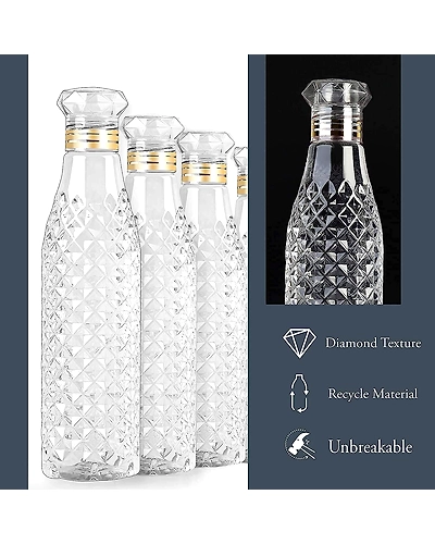 Water Bottle 1L, Plastic Fridge Water Bottle,  (Pack of 6)-1