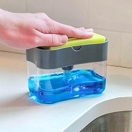 Denzcart Soap Dispenser Pump for Dishwasher Liquid Holder , Liquid Dispenser Through Pump ( Multi-Color , 400 ML) with Sponge-B09DKVPB2L