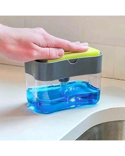 Denzcart Soap Dispenser Pump for Dishwasher Liquid Holder , Liquid Dispenser Through Pump ( Multi-Color , 400 ML) with Sponge-B09DKVPB2L