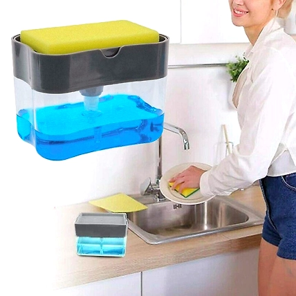Denzcart Soap Dispenser Pump for Dishwasher Liquid Holder , Liquid Dispenser Through Pump ( Multi-Color , 400 ML) with Sponge-1