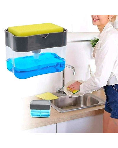 Denzcart Soap Dispenser Pump for Dishwasher Liquid Holder , Liquid Dispenser Through Pump ( Multi-Color , 400 ML) with Sponge-1