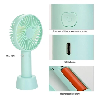 Mini Portable USB Fan Handy Built-in Rechargeable Battery Operated Table Fan -Handy Base For Home Office Indoor Outdoor Travel (Multicolour)