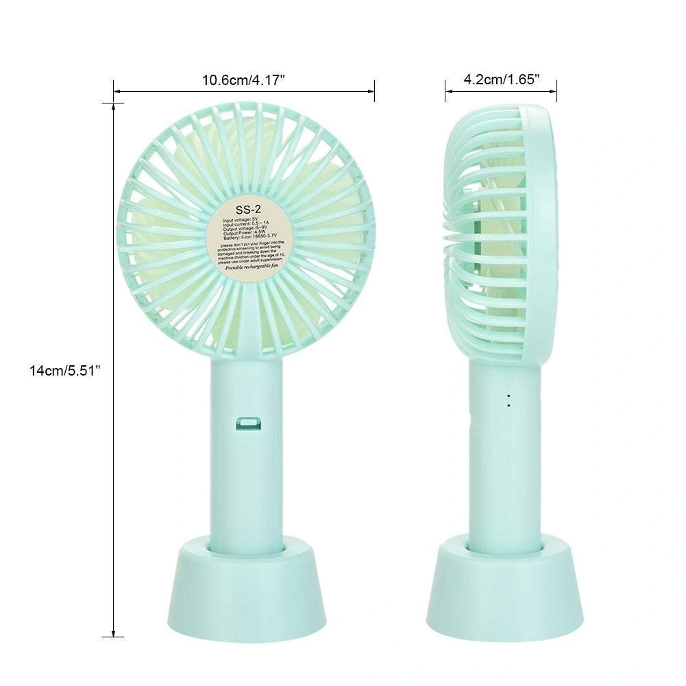 Mini Portable USB Fan Handy Built-in Rechargeable Battery Operated Table Fan -Handy Base For Home Office Indoor Outdoor Travel (Multicolour)-2