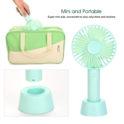 Mini Portable USB Fan Rechargeable Battery Operated Table Fan - Handy Base (Multicolour)-1