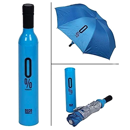 Wine Bottle Shape Mini Compact Foldable Umbrella with Plastic Case (Multi Color, Pack of 1)| Manual lift Folding Portable Umbrella with Bottle Cover for UV Protection &amp; Rain-8