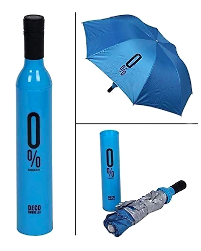 Wine Bottle Shape Mini Compact Foldable Umbrella with Plastic Case (Multi Color, Pack of 1)| Manual lift Folding Portable Umbrella with Bottle Cover for UV Protection &amp; Rain-8