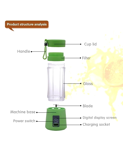 Portable USB Electric Juicer - 6 Blades (Protein Shaker)-2
