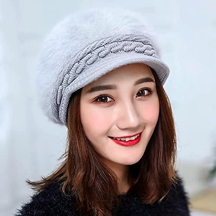 Women Winter Hat Woolen Soft Angora Wool Skull Beanie Cap Stylish-2