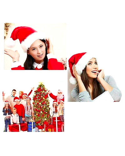 Christmas Santa Claus Hat | Fancy Fur Caps | Merry Christmas Hats | Santa Hat for Kids | Santa Hat | Red &amp; White Christmas Caps for Kids/Teens &amp; Adults | Xmas Celebrations Cap in Pack 1-1