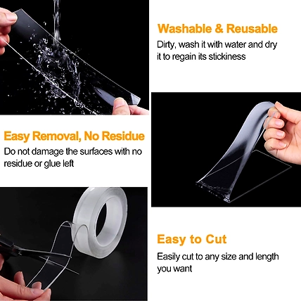 Denzcart Reusable and Washable Ivy Double Sided Adhesive Silicon Transparent Heavy Adhesive Sticky Tape-1