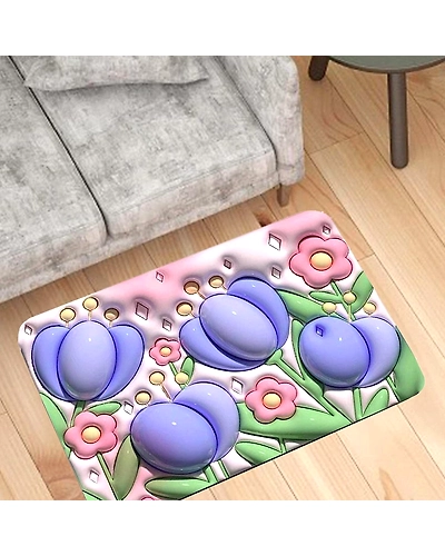 3D Bathroom mat Bathroom Rug Mat, Super Absorbent 3D Pattern Slip Resistant Soft Diatomaceous Bath Rug for Indoor-1
