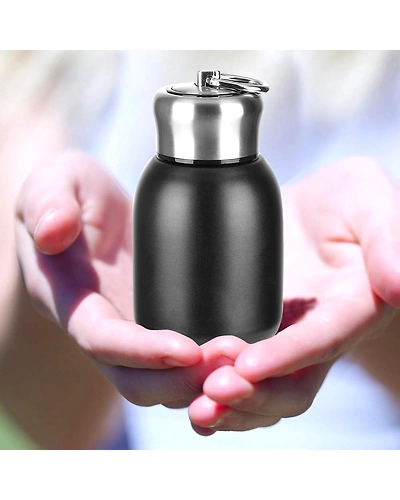 Mini Stainless Steel Water Bottle, 300ML Vacuum Insulated Water Bottle Leak Proof Sport Tumbler Cup Hot and Cold Water Bottle for Women Girls Kids Gift Milk Tea Lunch (Black)-3