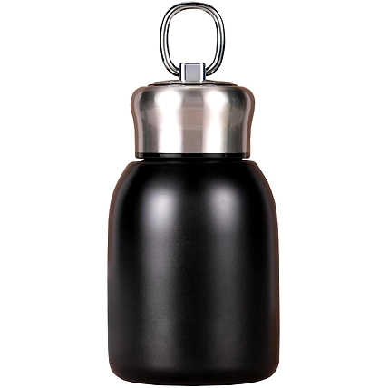 Mini Stainless Steel Water Bottle, 300ML Vacuum Insulated Water Bottle Leak Proof Sport Tumbler Cup Hot and Cold Water Bottle for Women Girls Kids Gift Milk Tea Lunch (Black)-2