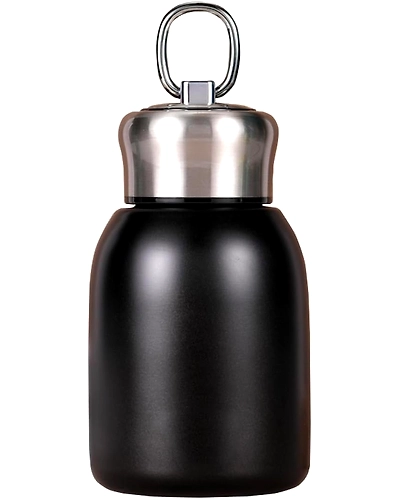 Mini Stainless Steel Water Bottle, 300ML Vacuum Insulated Water Bottle Leak Proof Sport Tumbler Cup Hot and Cold Water Bottle for Women Girls Kids Gift Milk Tea Lunch (Black)-2