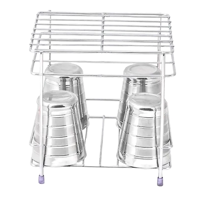 Steel Matka Stand with Water Tray, Square Design, 20 x 20 x 19 cm, Silver (Square Stand)-2