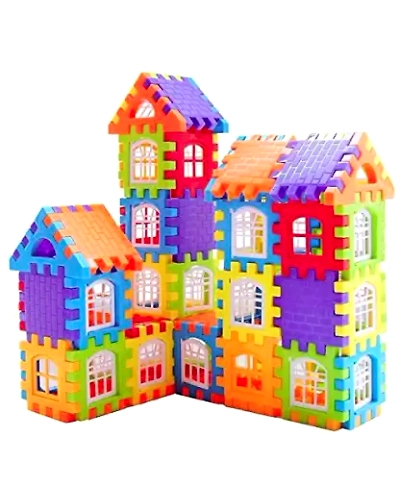 Denzcart 72Pieces Small Building Blocks for Kids with Wheel Age 3+, Multi Color Small Building Bricks and Blocks for Kids, Small 72 Pieces , Multicolor-4