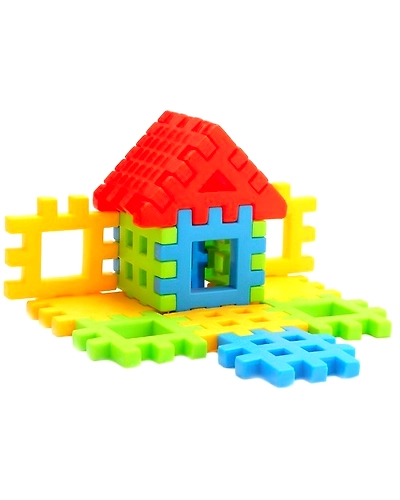 Denzcart 72Pieces Small Building Blocks for Kids with Wheel Age 3+, Multi Color Small Building Bricks and Blocks for Kids, Small 72 Pieces , Multicolor-1