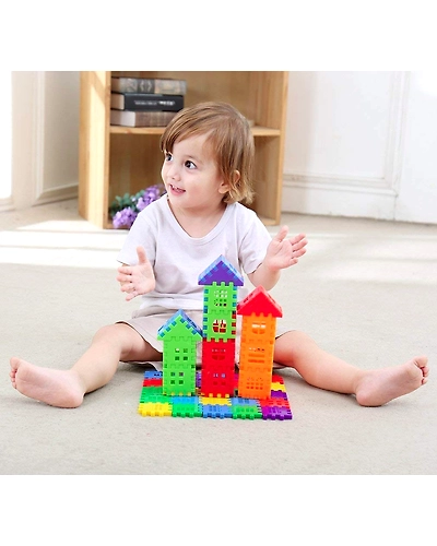 Denzcart 72Pieces Small Building Blocks for Kids with Wheel Age 3+, Multi Color Small Building Bricks and Blocks for Kids, Small 72 Pieces , Multicolor-2