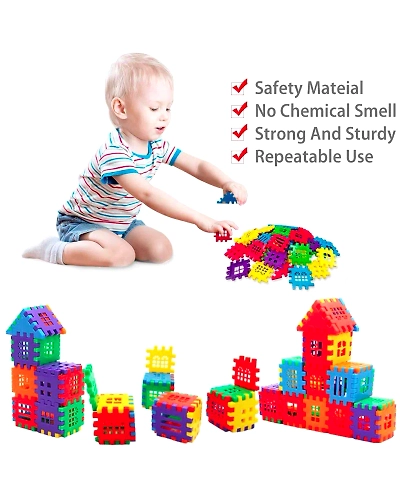 Denzcart 72Pieces Small Building Blocks for Kids with Wheel Age 3+, Multi Color Small Building Bricks and Blocks for Kids, Small 72 Pieces , Multicolor-3