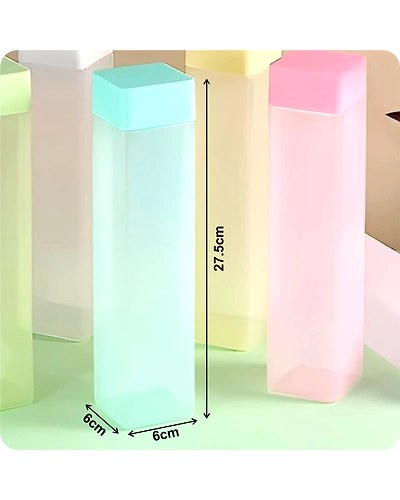 Denzcart Frosty Square Water Bottles Unbreakable Water Bottle 1 Litre Leakproof Durable BPA-Free Non-Toxic Water bottle for office,Water bottle for gym, Water bottle for home(6 pcs)-Multi-6 pcs-3