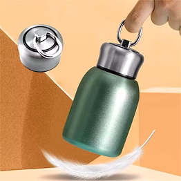 denzcart portable insulated stainless steel water bottle 300 ml | vacuum flask for hot & cold drinks | leakproof travel bottle with hanging ring | retro design