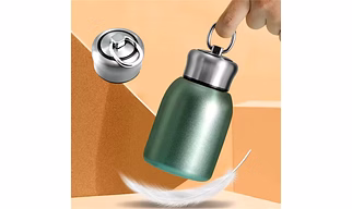 Portable Insulated Stainless Steel Water Bottle 300 ml | Vacuum Flask for Hot & Cold Drinks | Leakproof Travel Bottle with Hanging Ring | Retro Design