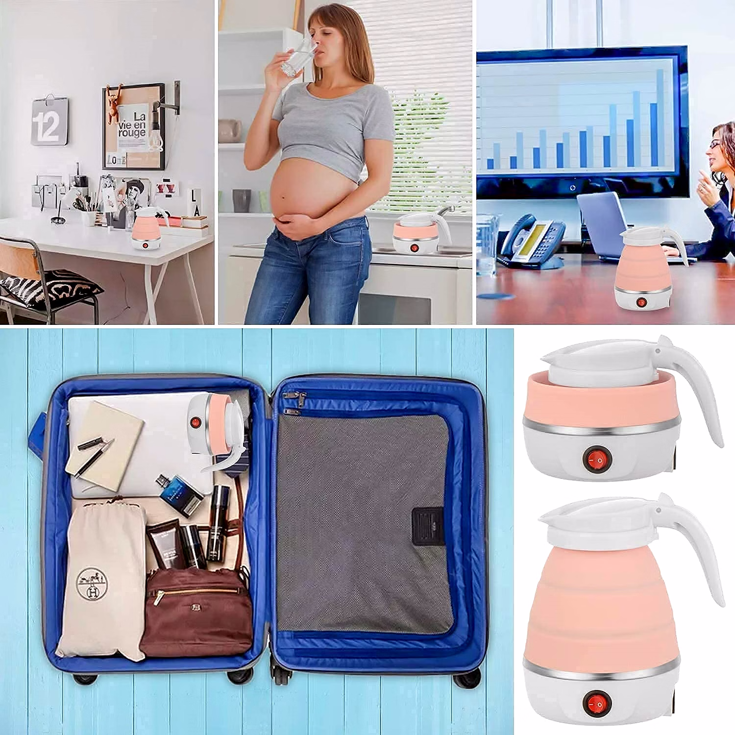 Travel Folding Electric Kettle | Portable Fast Boiling 600ml | Boil Dry Protection image 1