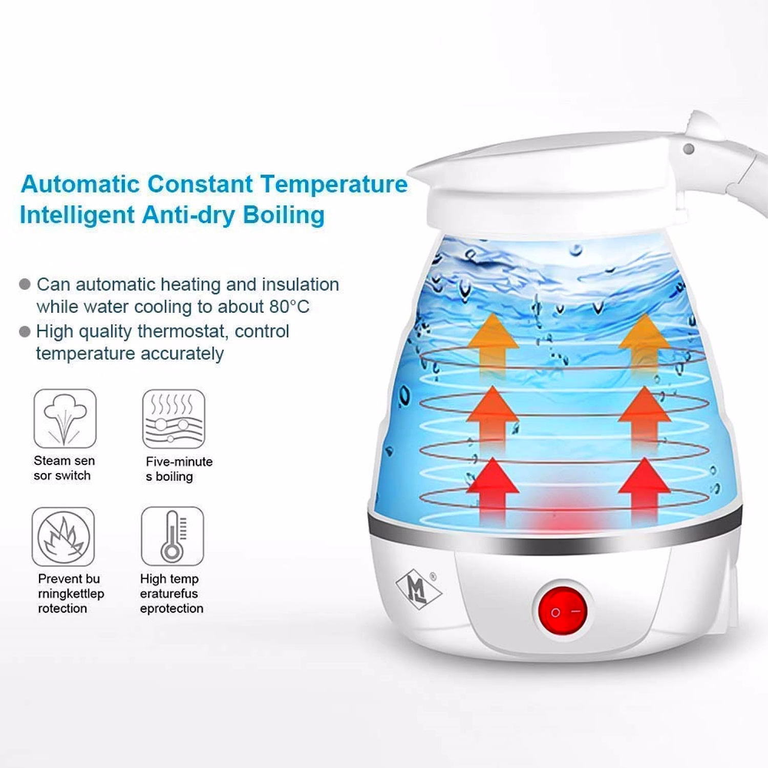 Travel Folding Electric Kettle | Portable Fast Boiling 600ml | Boil Dry Protection image 3
