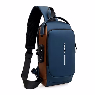 polyester slim unisex crossbody sling bag chest backpack men's shoulder bag, leisure travel handbag, hard shell anti-theft chest bag