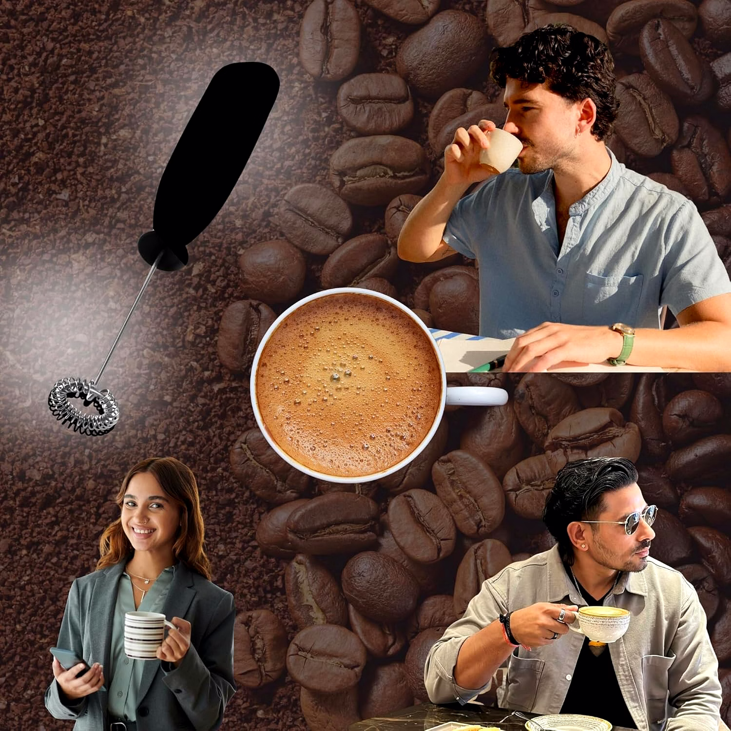 Professional Handheld Milk Frother for Café-Style Foam image 2