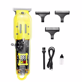 professional cordless t blade hair clipper with 0mm cutting, led display, and long runtime - yellow