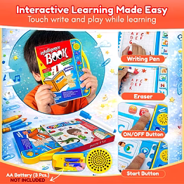 interactive sound book for kids with marker (ages 2–7) learn alphabets, numbers, shapes & phonics educational talking book with music & touch features multicolor learning toy for toddlers