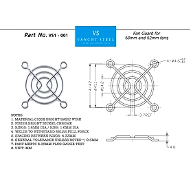 Fan guard for 50mm and 52mm fans