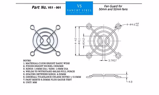 Fan guard for 50mm and 52mm fans