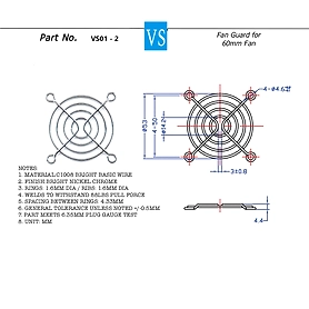 Fan guard for 60mm fans