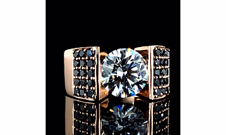 Bold Design Ring | 2 carat centre Studded Solitaire | 2 side Black Diamonds | SK Diam | Ring's for Men