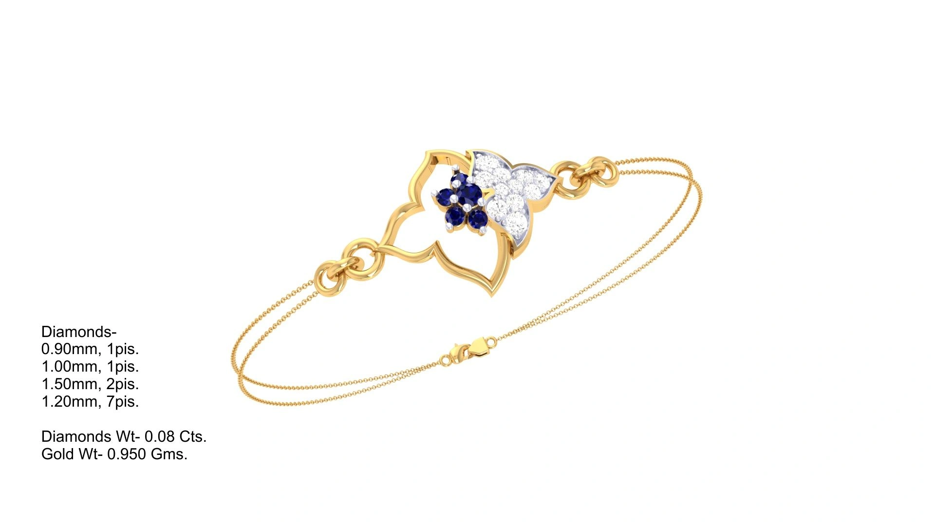 Rakhi Bracelet in Gold &amp; Diamond | Rakhi Bangles | SK Diam | Lab Grown Diamond-14KT-WHITE GOLD-NON-CERTIFIED-3