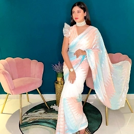 YNF Georgette Saree with Multicolored Embroidery With Blouse Pices