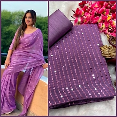 Georgette Fantasy Saree Embroidery Work Border With Blouse Piecs