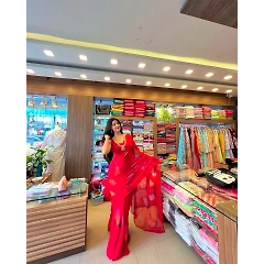 Printed Georgette Saree with Intricate Handwork With Blouse Piecs