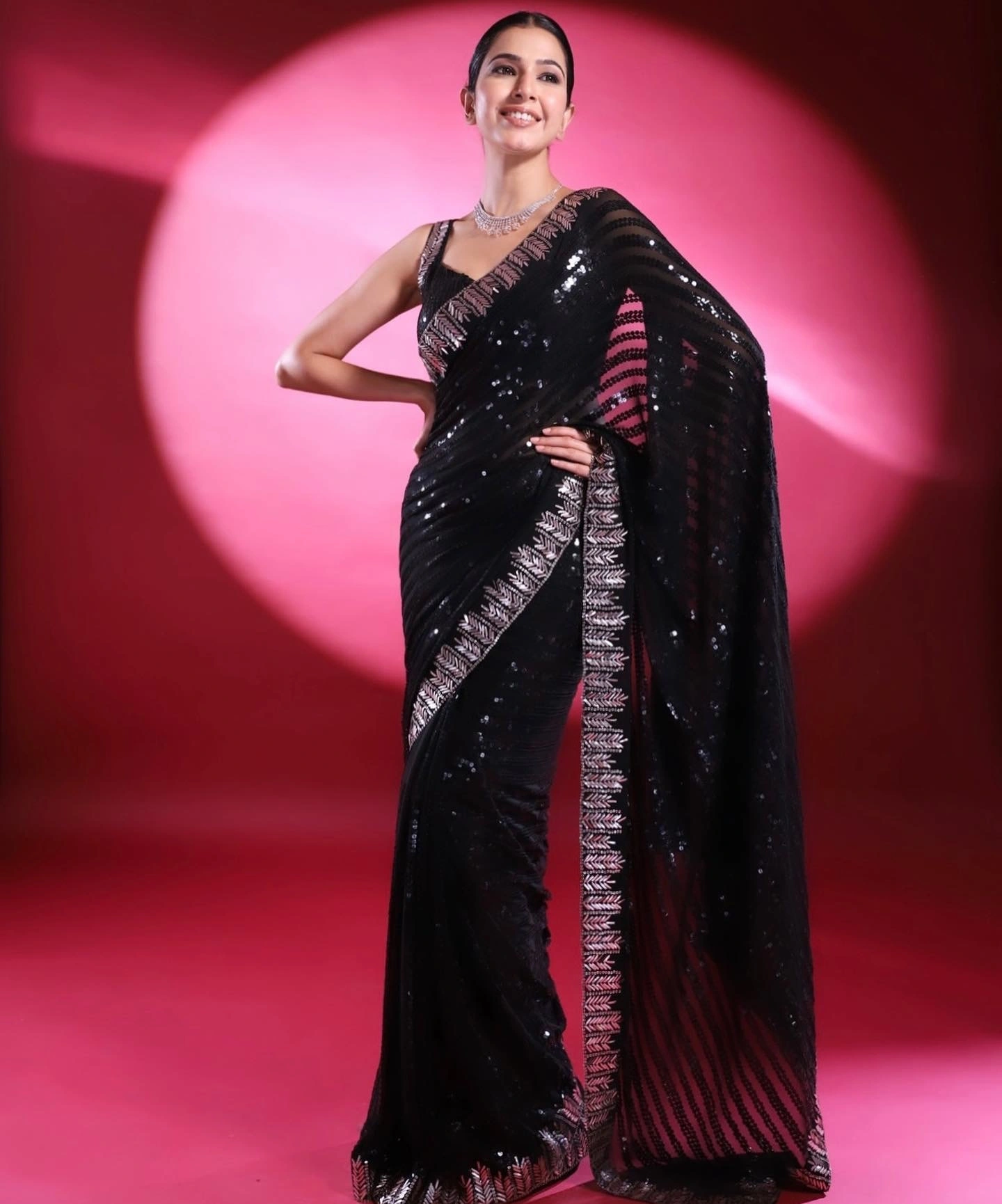 Georgette Opulence Saree Glimmering Elegance With Blouse Piecs-RNC5172-Black