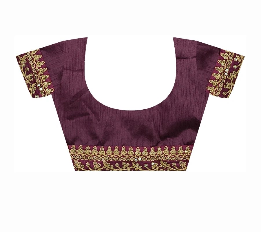 Chiffon Saree Adorned with Sequins and Cord Embroidery With Blouse Piecs-5