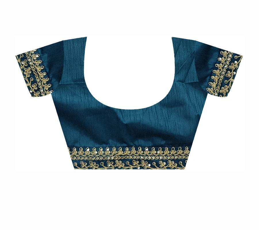 Chiffon Saree Adorned with Sequins and Cord Embroidery With Blouse Piecs-5