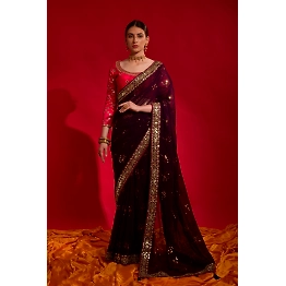 YNF Soft Georgette Saree with Sequins Embroidery With Blouse Piecs