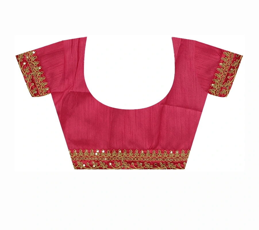 Chiffon Saree Adorned with Sequins and Cord Embroidery With Blouse Piecs-5