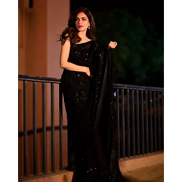 YNF Heavy Georgette Saree with Sequence Embroidery & Satin Banglori Blouse