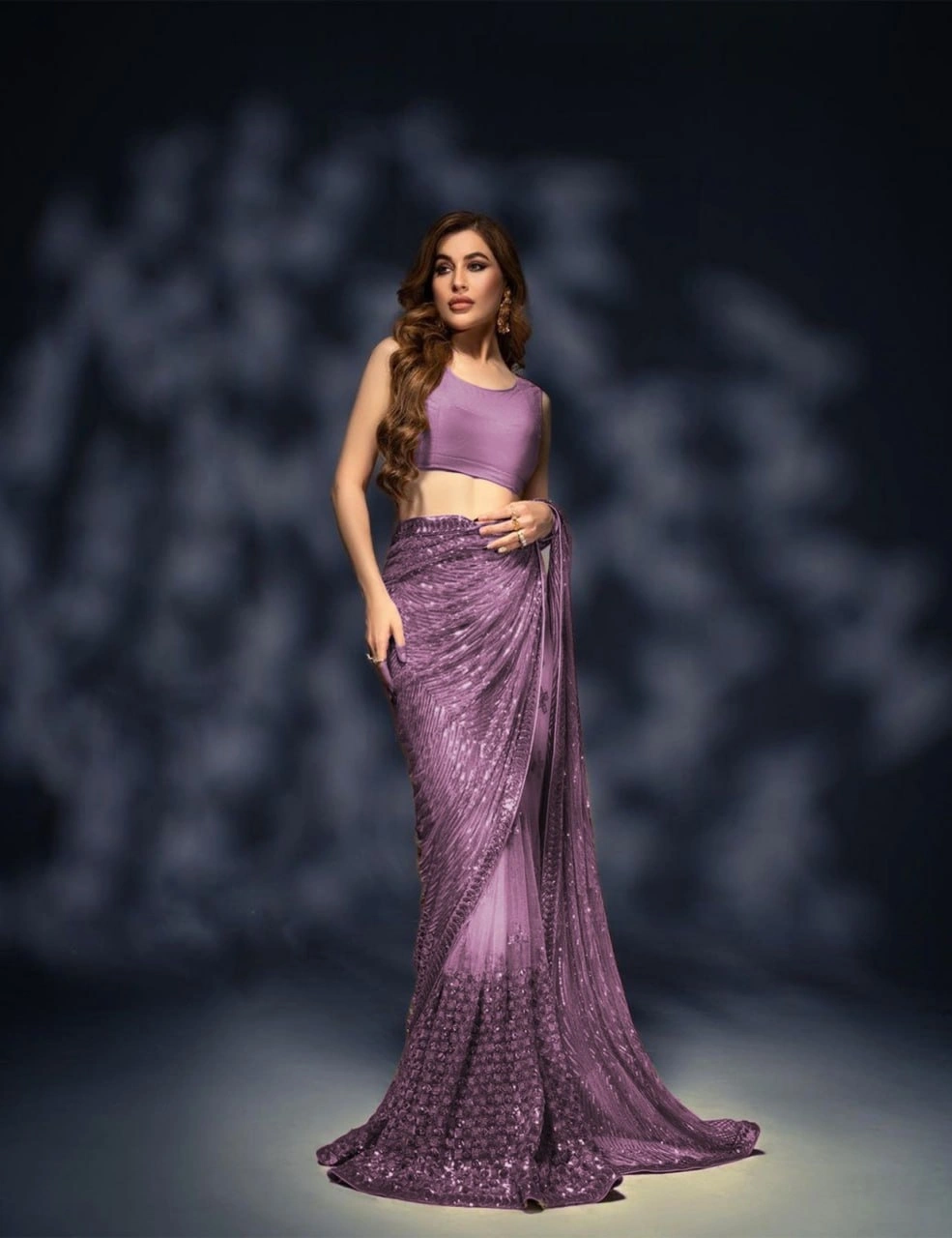 Elegant Soft Georgette Saree with Sequins Embroidery &amp; Heavy Banglori Blouse-RNC5278-Wine