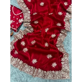 YNF Berberry Silk Saree with Stunning Gold Zari Embroidery & Unstitched Blouse